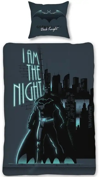 11: Batman sengetøj - 140x200 cm - Selvlysende sengetøj - 2 i 1 design - Dynebetræk i 100% bomuld